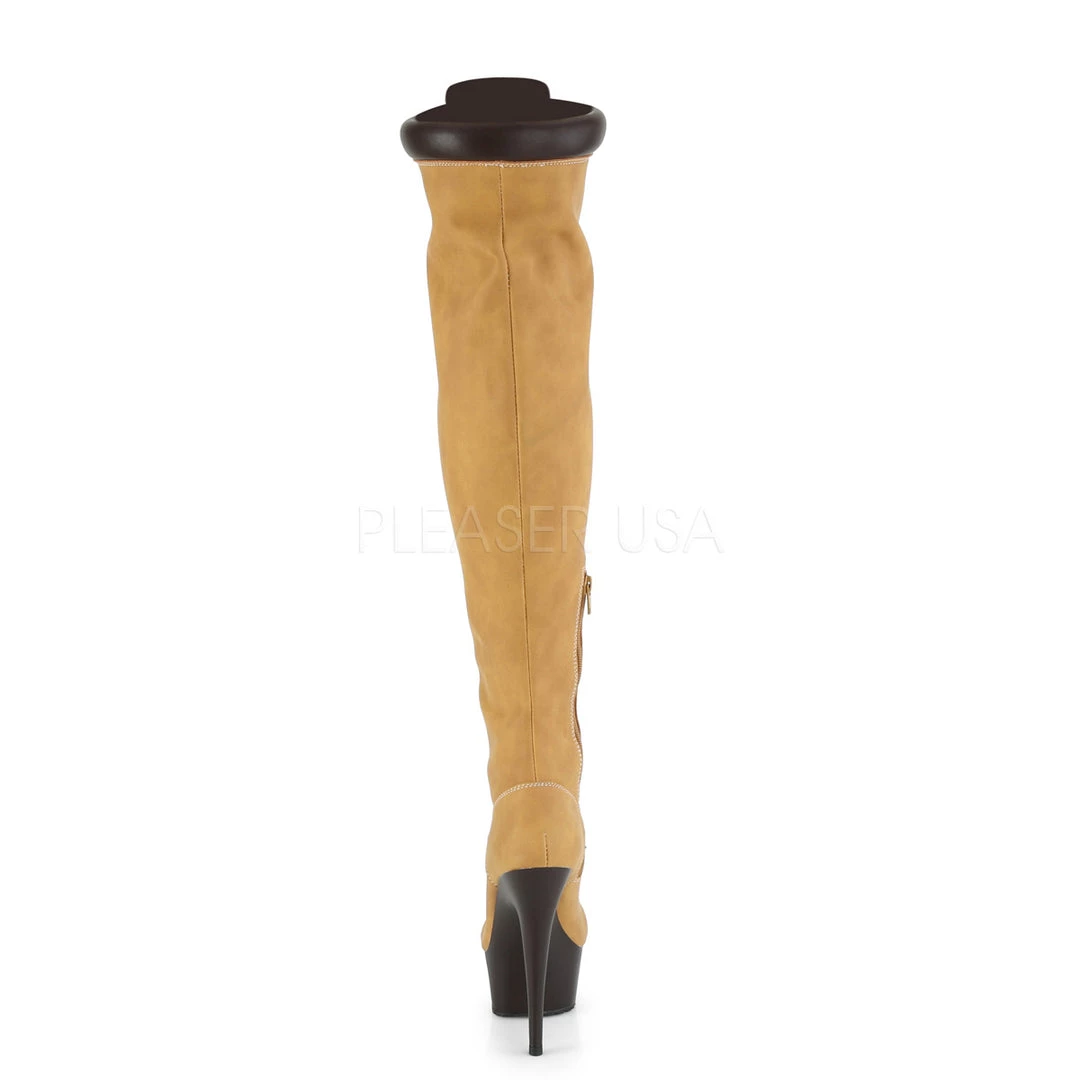 Pleaser 6" Heel Tan Platform Lace-Up Thigh High Boots* 5 Pleaser 6" Heel Tan Platform Lace-Up Thigh High Boots*