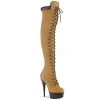 Pleaser 6" Heel Tan Platform Lace-Up Thigh High Boots*