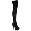 Pleaser 6" Heel Black Platform Thigh High Velvet Boots*