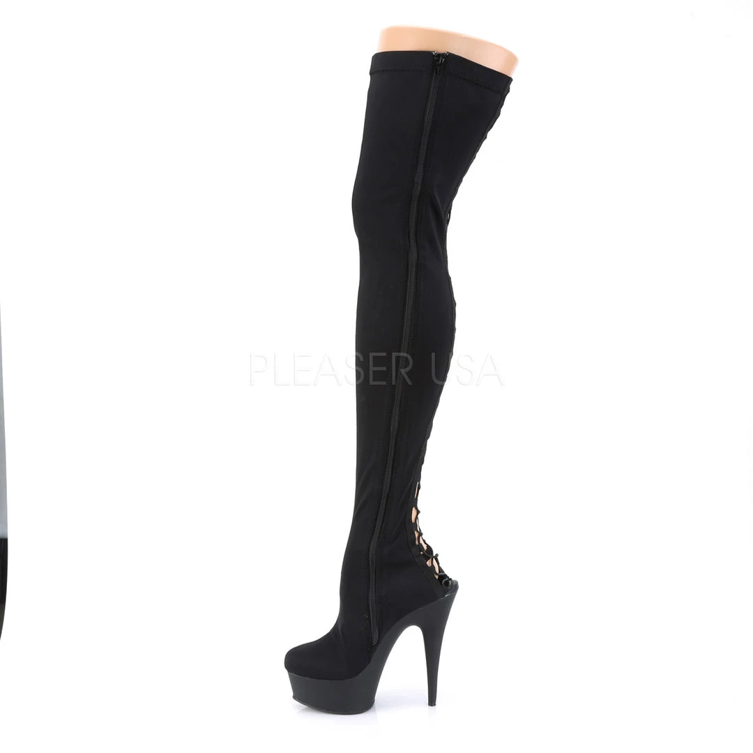 Pleaser 6" Heel Black Platform Lace-Up Thigh Boots* 4 Pleaser 6" Heel Black Platform Lace-Up Thigh Boots*