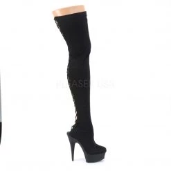 Pleaser 6" Heel Black Platform Lace-Up Thigh Boots* 9 Pleaser 6