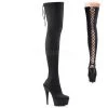 Pleaser 6" Heel Black Platform Lace-Up Thigh Boots*