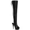 Pleaser 6" Heel Black Platform Open Toe Lace Back Boots*