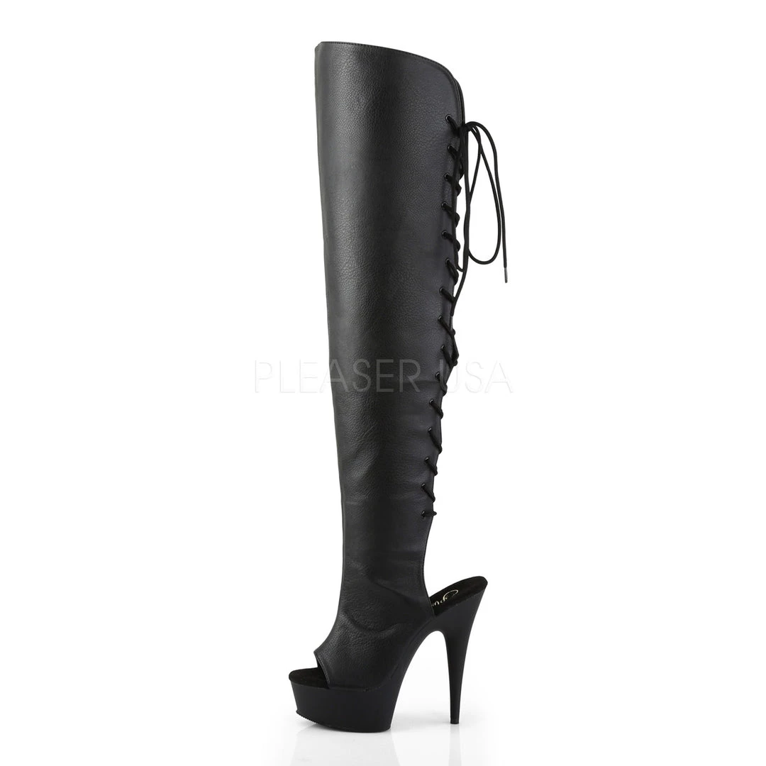 Pleaser Shoes 6" Heel Black Platform Open Toe Thigh High Boots* 6 Pleaser Shoes 6" Heel Black Platform Open Toe Thigh High Boots*