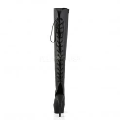 Pleaser Shoes 6" Heel Black Platform Open Toe Thigh High Boots*
