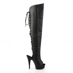Pleaser Shoes 6" Heel Black Platform Open Toe Thigh High Boots*