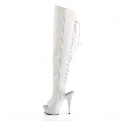 Pleaser 6" Heel White Platform Open Toe Thigh High Boots*