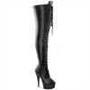 Pleaser 6" Heel Black Platform Lace-Up Stretch Boots*
