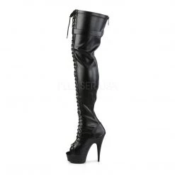 Pleaser Shoes 6" Black Platform Peep Toe Lace-up Boots*