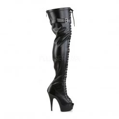 Pleaser Shoes 6" Black Platform Peep Toe Lace-up Boots*