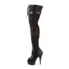 Pleaser 6" Heel Black Platform Peep Toe Lace-up Boots* Shoes