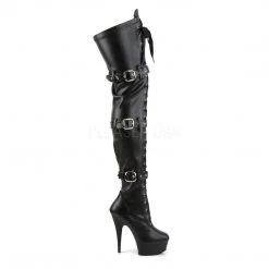 Pleaser 6" Heel Black Lace-Up Buckle Platform Boots* Shoes 9 Pleaser 6