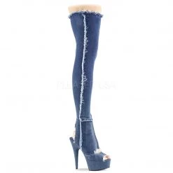 Pleaser 6" Heel Denim Platform Open Toe Thigh High Boots* Shoes