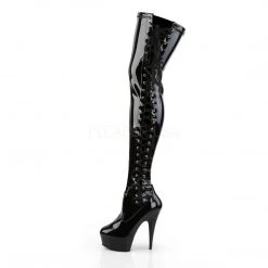 Pleaser 6" Black Platform W/ Side Ribbon Thigh Boots*