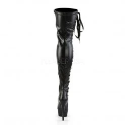Pleaser Shoes 6" Heel Black Platform W/ Side Ribbon Thigh Boots*