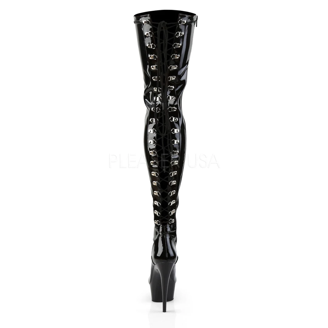 Pleaser 6" Black Platform Back Lace Thigh Boots* Shoes 5 Pleaser 6" Black Platform Back Lace Thigh Boots* Shoes