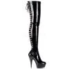 Pleaser 6" Black Platform Back Lace Thigh Boots* Shoes 1 Pleaser 6" Black Platform Back Lace Thigh Boots* Shoes