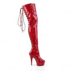 Pleaser 6" Heel Red Platform Back Lace Thigh Boots* 9 Pleaser 6