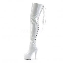 Pleaser 6" Heel White Platform Back Lace Thigh Boots* Shoes