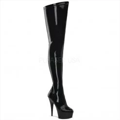Pleaser Shoes 6" Heel Black Platform Stretch Crotch Boots*