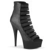 Pleaser Shoes 6" Heel Black Strappy Faux Leather Ankle Bootie*
