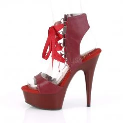 Pleaser 6" Heel Burgundy Lace-Up Sandal*