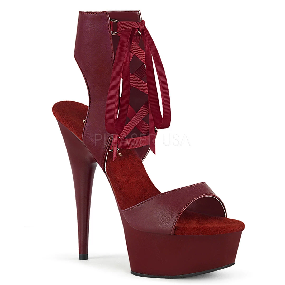 Pleaser 6" Heel Burgundy Lace-Up Sandal* 3 Pleaser 6" Heel Burgundy Lace-Up Sandal*
