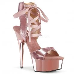 Pleaser Shoes 6" Heel Rose Gold Lace-Up Sandal Booties*