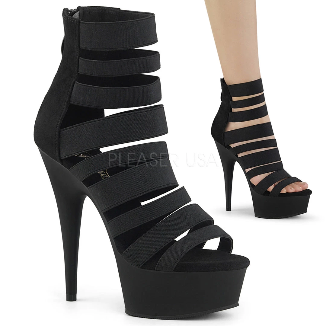 Pleaser 6" Heel Black Strappy Sandal* Shoes 3 Pleaser 6" Heel Black Strappy Sandal* Shoes