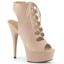 Pleaser 6" Heel Beige Lace-Up Ankle Boot*