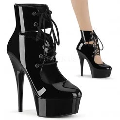 Pleaser 6" Heel Black Lace-Up Ankle Bootie* Shoes