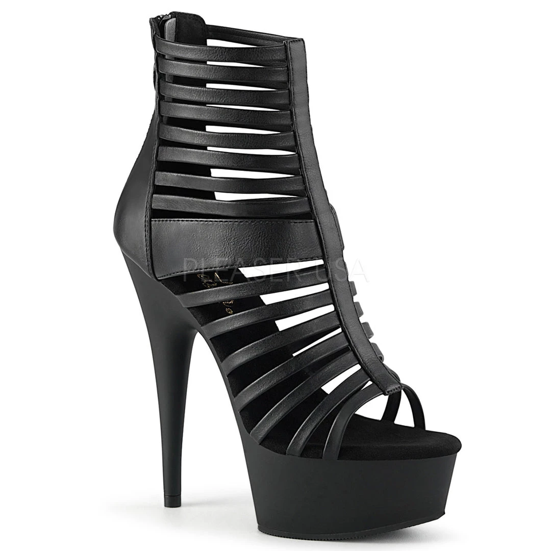 Pleaser Shoes 6" Heel Black Strappy Faux Leather Sandal* 3 Pleaser Shoes 6" Heel Black Strappy Faux Leather Sandal*