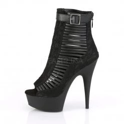 Pleaser Shoes 6" Heel Black Strappy Platform Booties*