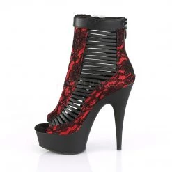 Pleaser 6" Heel Black/Red Strappy Ankle Bootie* Shoes