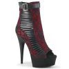 Pleaser 6" Heel Black/Red Strappy Ankle Bootie* Shoes