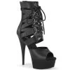 Pleaser 6" Heel Black Faux Leather Sandal Ankle Booties* 1 Pleaser 6" Heel Black Faux Leather Sandal Ankle Booties*