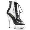 Pleaser Shoes 6" Heel Clear/Black Peep Toe Lace-Up Ankle Boot*