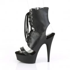 Pleaser 6" Heel Black Lace-Up Sandal Ankle Boot*