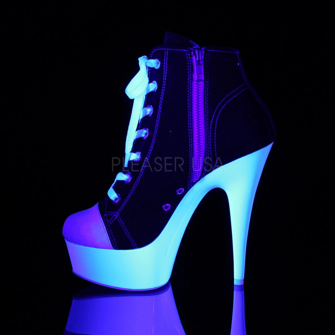 Pleaser Shoes 6" Heel Black/White Platform Booties* 4 Pleaser Shoes 6" Heel Black/White Platform Booties*