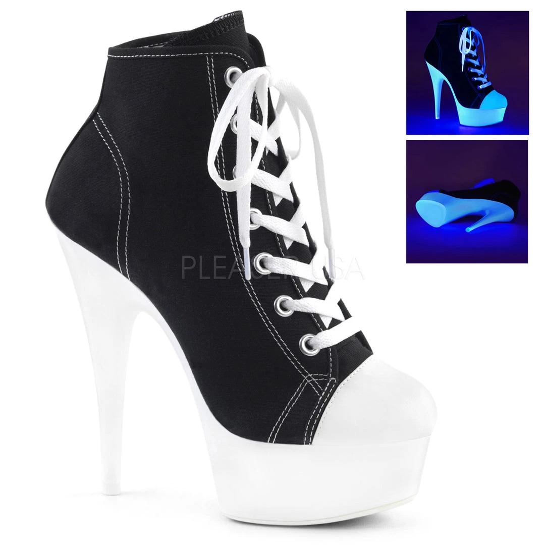 Pleaser Shoes 6" Heel Black/White Platform Booties* 3 Pleaser Shoes 6" Heel Black/White Platform Booties*