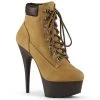 Pleaser 6" Heel Beige Lace-Up Faux Leather Booties* Shoes