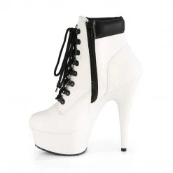 Pleaser 6" Heel White Lace-Up Faux Leather Booties* Shoes 7 Pleaser 6