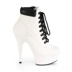 Pleaser 6" Heel White Lace-Up Faux Leather Booties* Shoes 9 Pleaser 6