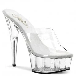 Pleaser Clear 6" Peep Toe Slide Pumps*