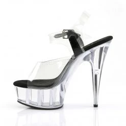 Pleaser 6" Clear/Black Ankle Strap Stripper Heels*