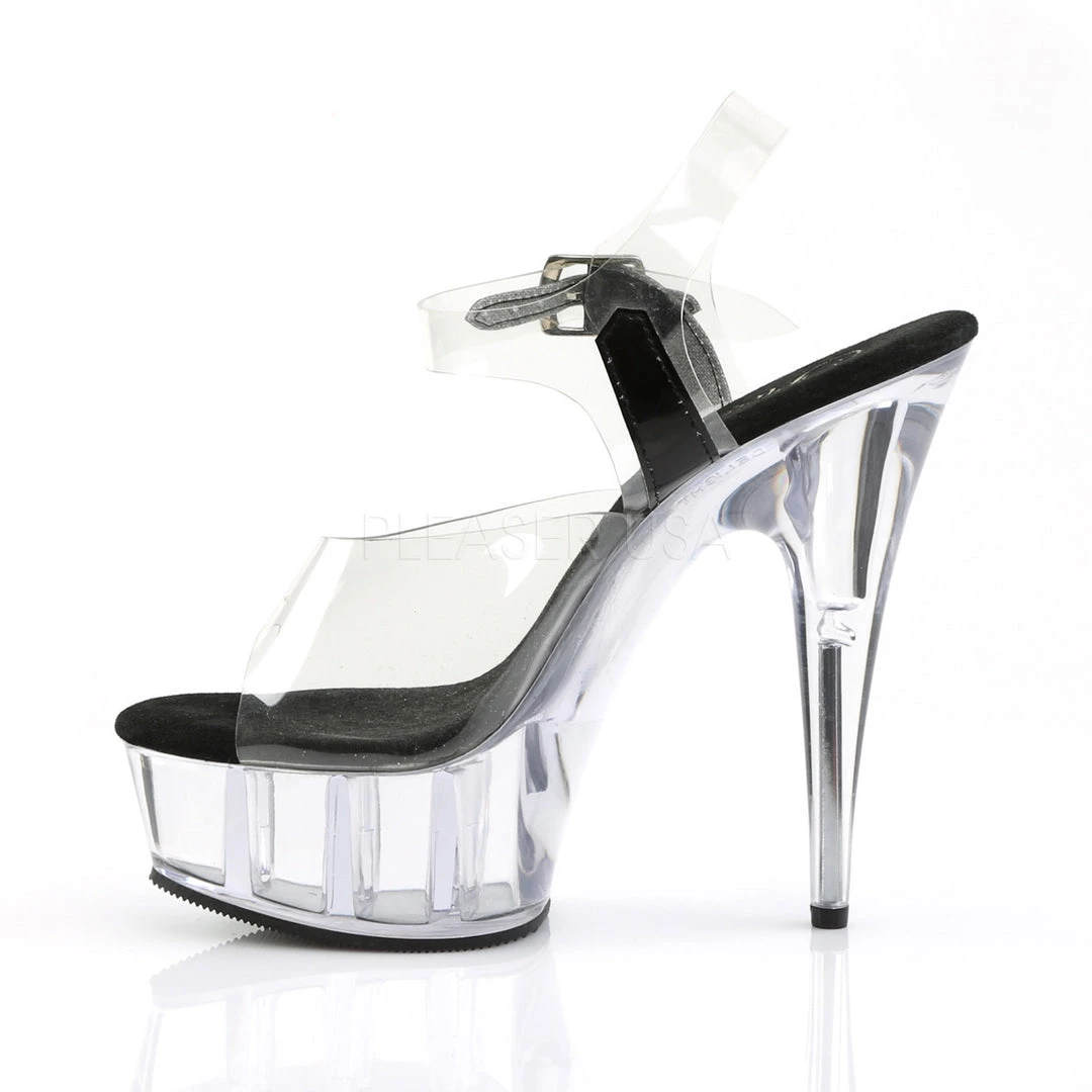 Pleaser 6" Clear/Black Ankle Strap Stripper Heels* 4 Pleaser 6" Clear/Black Ankle Strap Stripper Heels*
