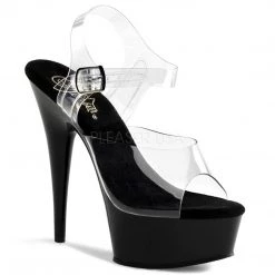 Pleaser 6" Clear/Black Ankle Strap Stripper High Heels* Shoes