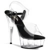 Pleaser 6" Clear/Black Ankle Strap Stripper Heels* 2 Pleaser 6" Clear/Black Ankle Strap Stripper Heels*