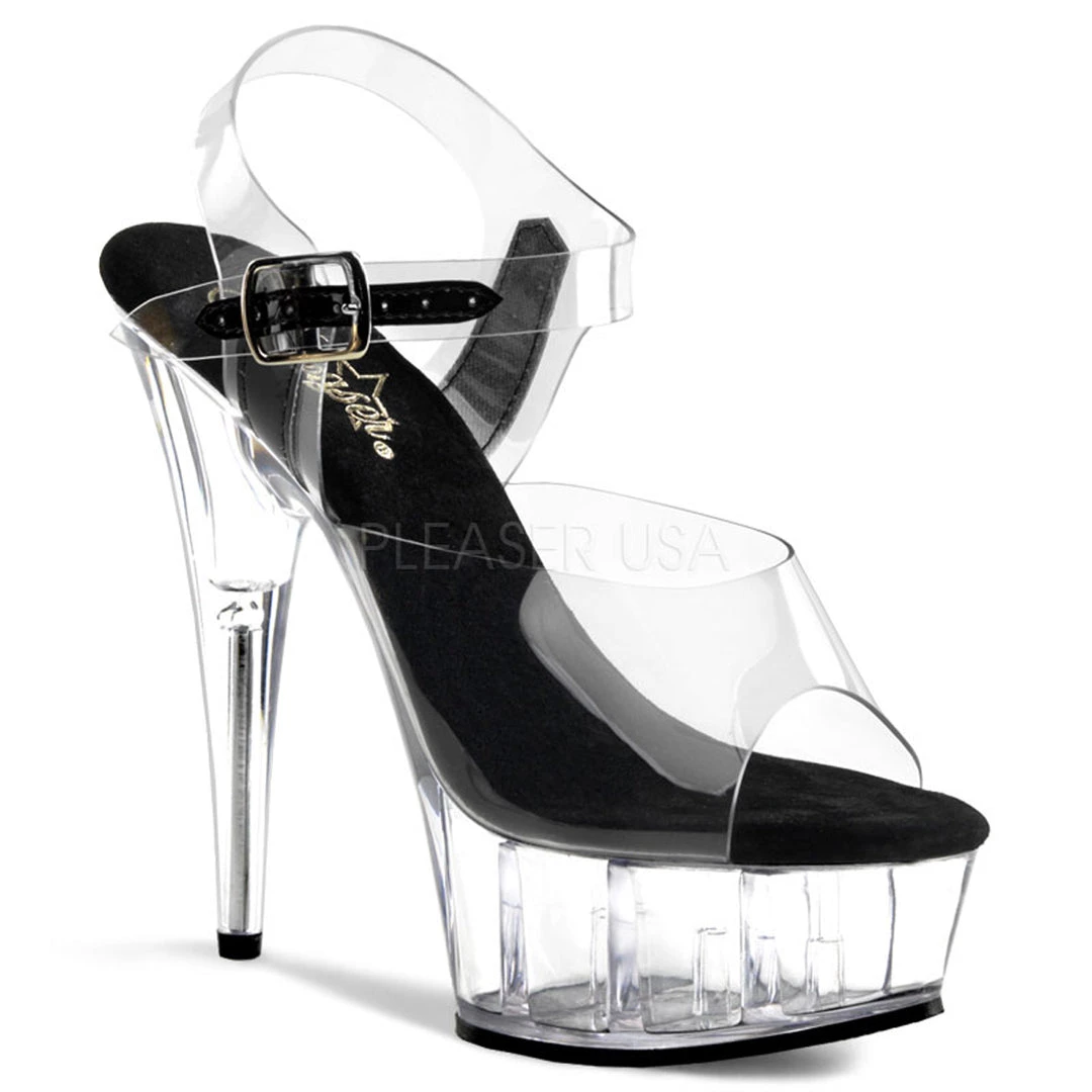 Pleaser 6" Clear/Black Ankle Strap Stripper Heels* 3 Pleaser 6" Clear/Black Ankle Strap Stripper Heels*