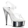 Pleaser Clear/Silver 6" Ankle Strap Heels*